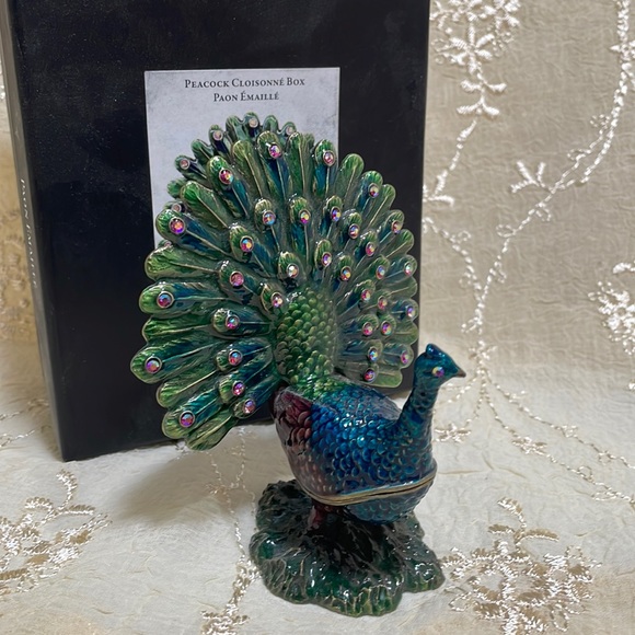 Cloisonné Peacock Box - Picture 1 of 7